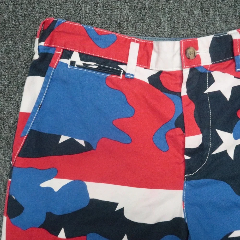 Polo Ralph‎ Lauren Shorts Mens 31 Red White Blue Camo Stars Relaxed Fit Chino